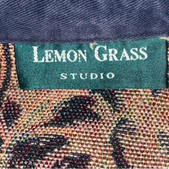 Vintage Lemon Grass Patchwork Tapestry Lightweight Button Front Jacket Blazer - Picture 8 of 12